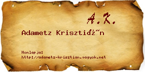 Adametz Krisztián névjegykártya